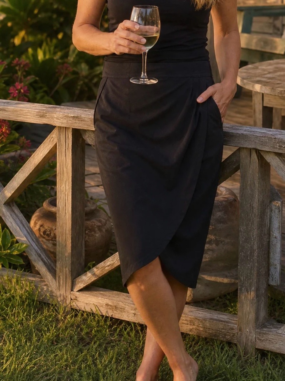 Rip Skirt Hawaii Length 3 Black Pockets